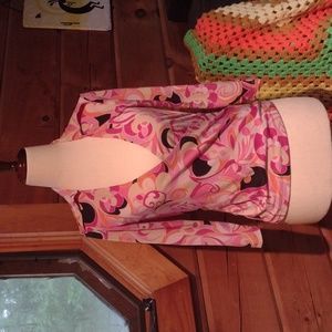 Faux wrap pink patterned top